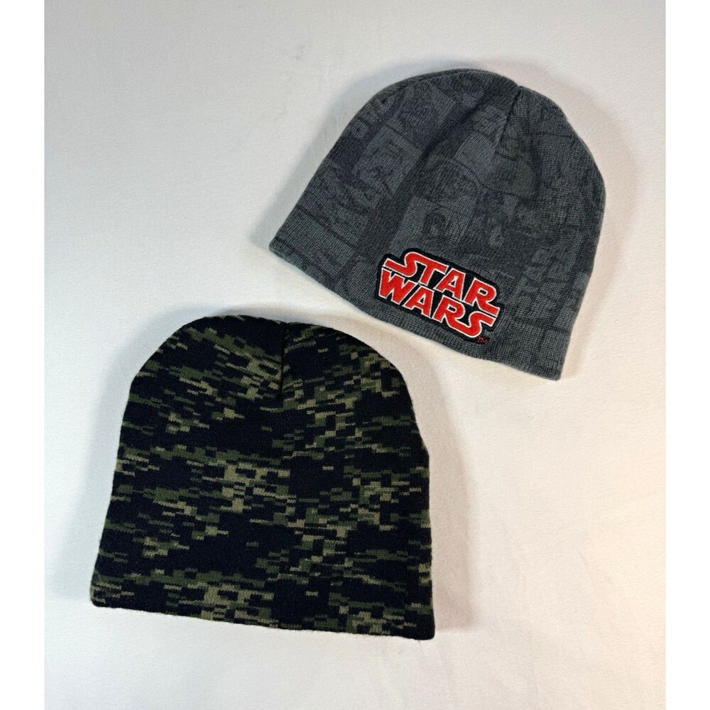 Star Wars Gray & Green Digi Camo Winter Beanie Unisex 2-Piece Hat Bundle